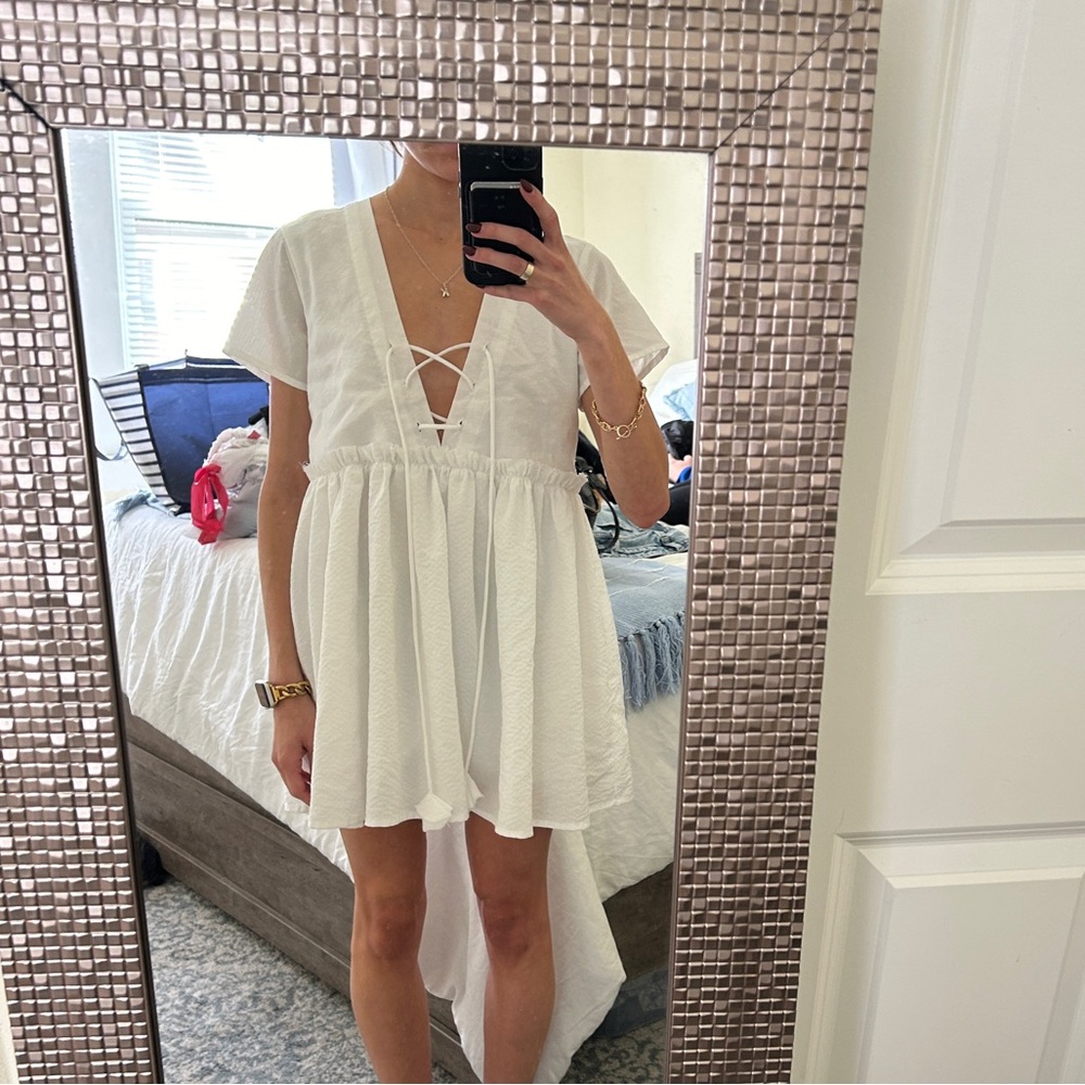 Princess Polly white baby doll mini dress
